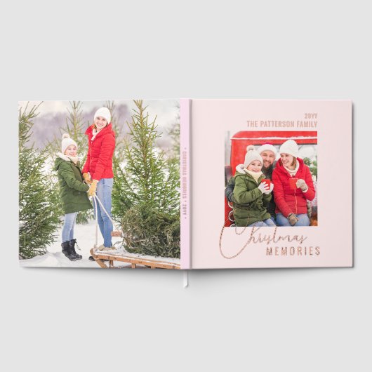 クリスマスメモリーズ家族の写真パーソナライズされた ゲストブック (全面)