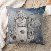 クリスマスメリーとホワイトスノーマン装飾用クッション クッション (ブランケット)