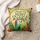 クリスマスメリーと明るいおもしろいホリデーインスピレーション クッション (ブランケット)