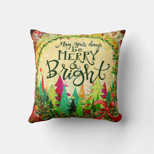クリスマスメリーと明るいおもしろいホリデーインスピレーション クッション (裏面)