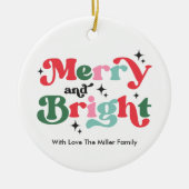 クリスマスメリーと明るいカラフルレトロ セラミックオーナメント (正面)
