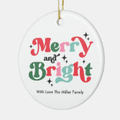 クリスマスメリーと明るいカラフルレトロ セラミックオーナメント (左)