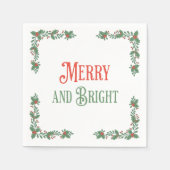 クリスマスメリーと明るいパステルモダンレッドグリーン スタンダードカクテルナプキン (正面)