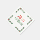 クリスマスメリーと明るいパステルモダンレッドグリーン スタンダードカクテルナプキン (角)