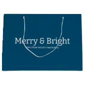 クリスマスメリーと明るいパーソナライズされた ラージペーパーバッグ (正面)