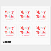 クリスマスメリーと明るいピンク赤のギフトステッカー スクエアシール (シート)