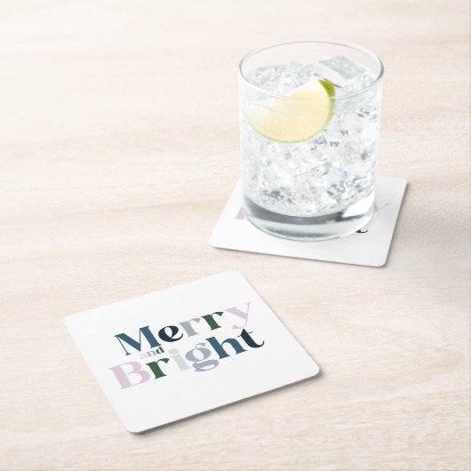 クリスマスメリーと明るいフォント スクエアペーパーコースター (インサイチュ)