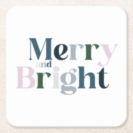 クリスマスメリーと明るいフォント スクエアペーパーコースター