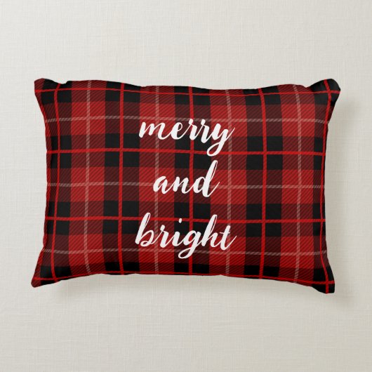 クリスマスメリーと明るいプ市松模様にライド アクセントクッション (裏面)