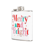 クリスマスメリーと明るいモダンの名パーソナライズされた前 フラスク (左)