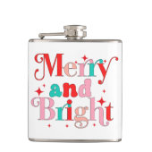 クリスマスメリーと明るいモダンの名パーソナライズされた前 フラスク (正面)