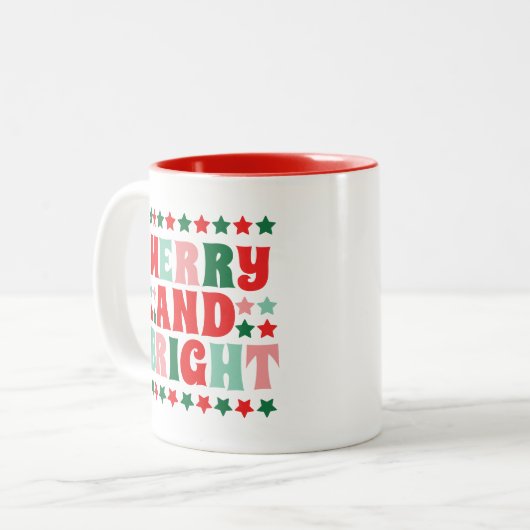 クリスマスメリーと明るいモダンピはっきりしたックレッド ツートーンマグカップ (正面左)