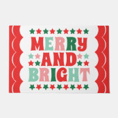 クリスマスメリーと明るいモダンピはっきりしたックレッド ドアマット (正面)