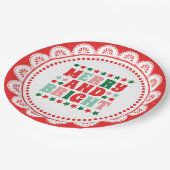 クリスマスメリーと明るいモダンピはっきりしたックレッド ペーパープレート (アングル)