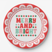 クリスマスメリーと明るいモダンピはっきりしたックレッド ペーパープレート (正面)