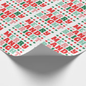 クリスマスメリーと明るいモダンピはっきりしたックレッド ラッピングペーパー (角)