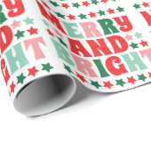 クリスマスメリーと明るいモダンピはっきりしたックレッド ラッピングペーパー (ロールコーナー)