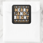 クリスマスメリーと明るいモダン金ゴールドブラック スクエアシール (バッグ)