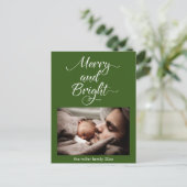 クリスマスメリーと明るい写パーソナライズされた真 ポストカード (スタンド正面)