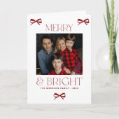 クリスマスメリーと明るい家族のエレガント写真 シーズンカード (正面)