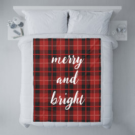 クリスマスメリーと明るい市松模様に毛布 フリースブランケット