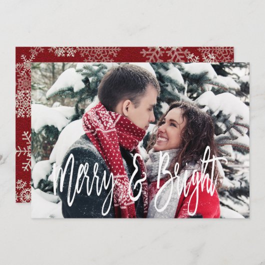 クリスマスメリーと明るい手書き写真 シーズンカード (正面/裏面)