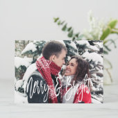 クリスマスメリーと明るい手書き写真 シーズンカード (スタンド正面)