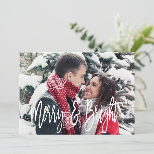 クリスマスメリーと明るい手書き写真 シーズンカード (スタンド正面)