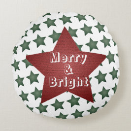 クリスマスメリーと明るい星模様 ラウンドクッション