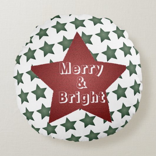 クリスマスメリーと明るい星模様 ラウンドクッション (正面)