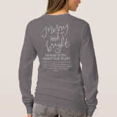 クリスマスメリーと明るい聖なるナイトグレー Tシャツ (裏面)