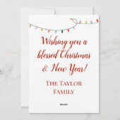 クリスマスメリーと明るい聖なる夜の赤いスクリプト シーズンカード (裏面)