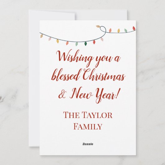 クリスマスメリーと明るい聖なる夜の赤いスクリプト シーズンカード (裏面)