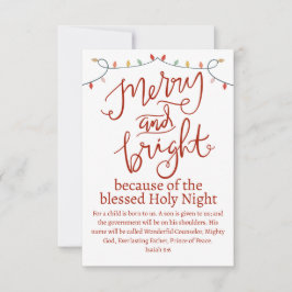 クリスマスメリーと明るい聖なる夜の赤いスクリプト ノートカード