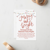 クリスマスメリーと明るい聖なる夜の赤いスクリプト ノートカード (正面/裏面インサイチュ)