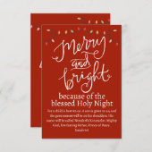 クリスマスメリーと明るい聖なる夜の赤い白 ノートカード (正面/裏面)