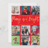 クリスマスメリーと明るい赤のフェイク金ゴールド9写真 シーズンカード (正面)