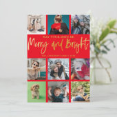 クリスマスメリーと明るい赤のフェイク金ゴールド9写真 シーズンカード (スタンド正面)