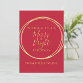 クリスマスメリーと明るい赤の金ゴールド シーズンカード (スタンド正面)
