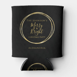 クリスマスメリーと明るい黒の金ゴールドパーソナライズされた 缶クーラー