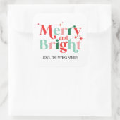 クリスマスメリーと鮮やかなピンクの赤い贈り物 スクエアシール (バッグ)