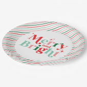 クリスマスメリーと鮮やかなピンクの赤のモダンフォント ペーパープレート (アングル)