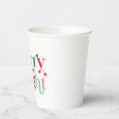 クリスマスメリーと鮮やかなピンクの赤のモダンフォント 紙コップ (左)