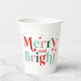 クリスマスメリーと鮮やかなピンクの赤のモダンフォント 紙コップ