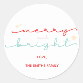 クリスマスメリーと鮮やかなピンクの赤 ラウンドシール