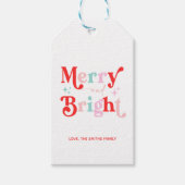 クリスマスメリーと鮮やかなピンク色の赤 ギフトタグ (正面)