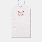 クリスマスメリーと鮮やかなピンク色の赤 ギフトタグ (裏面)