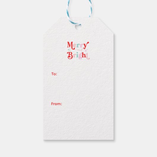 クリスマスメリーと鮮やかなピンク色の赤 ギフトタグ (裏面)