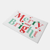 クリスマスメリーと鮮やかなピンク色の赤 ドアマット (アングル)