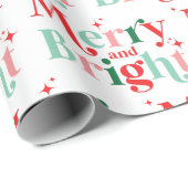 クリスマスメリーと鮮やかなピンク色の赤 ラッピングペーパー (ロールコーナー)